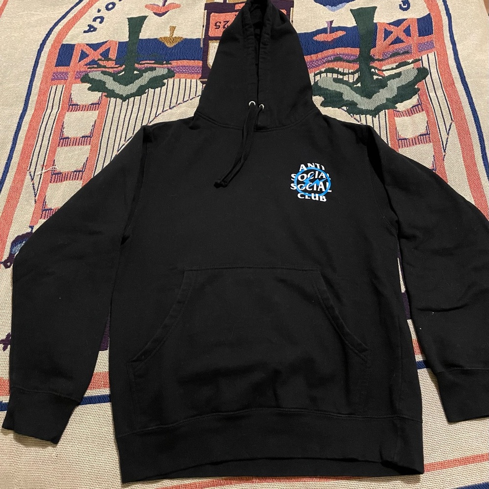 Anti Social Social Club Fragment Blue Bolt Hoodie Size Small Preowned